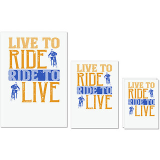                       UDNAG Untearable Waterproof Stickers 155GSM 'Motor Cycle | Live to Ride, Ride to Live' A4 x 1pc, A5 x 1pc & A6 x 2pc                                              