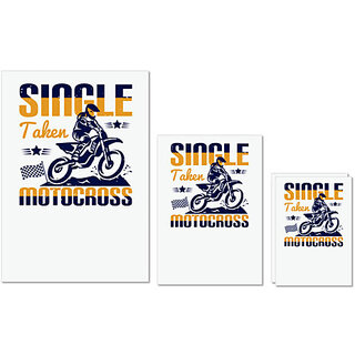                      UDNAG Untearable Waterproof Stickers 155GSM 'Motor Cycle | Single, Taken, Motocross' A4 x 1pc, A5 x 1pc & A6 x 2pc                                              