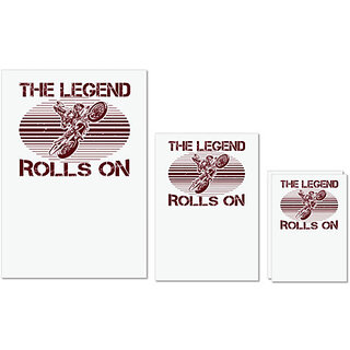                       UDNAG Untearable Waterproof Stickers 155GSM 'Motor Cycle | The Legend Rolls On' A4 x 1pc, A5 x 1pc & A6 x 2pc                                              