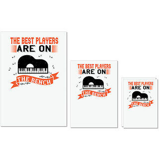                       UDNAG Untearable Waterproof Stickers 155GSM 'Piano | The best players are on the bench' A4 x 1pc, A5 x 1pc & A6 x 2pc                                              