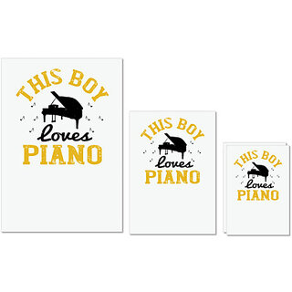                       UDNAG Untearable Waterproof Stickers 155GSM 'Piano | this boy loves piano' A4 x 1pc, A5 x 1pc & A6 x 2pc                                              