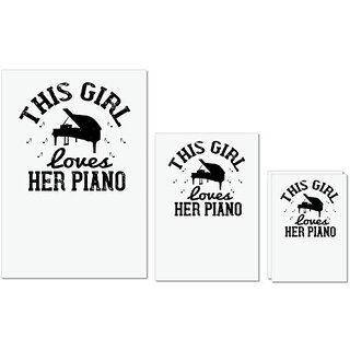                       UDNAG Untearable Waterproof Stickers 155GSM 'Piano | this girl loves her piano' A4 x 1pc, A5 x 1pc & A6 x 2pc                                              