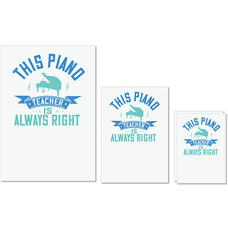                       UDNAG Untearable Waterproof Stickers 155GSM 'Piano | this piano teacher is always right' A4 x 1pc, A5 x 1pc & A6 x 2pc                                              