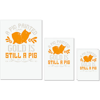 UDNAG Untearable Waterproof Stickers 155GSM 'Pig | A pig painted gold is still a pig' A4 x 1pc, A5 x 1pc & A6 x 2pc UDNAG Untearable Waterproof Stickers 155GSM 'Pig | A pig painted gold is still a pig' A4 x 1pc, A5 x 1pc & A6 x 2pc