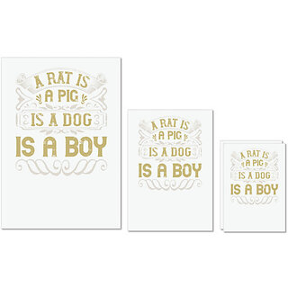                       UDNAG Untearable Waterproof Stickers 155GSM 'Pig | A rat is a pig is a dog is a boy' A4 x 1pc, A5 x 1pc & A6 x 2pc                                              