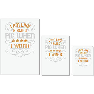                       UDNAG Untearable Waterproof Stickers 155GSM 'Pig | I am like a blind pig when I work' A4 x 1pc, A5 x 1pc & A6 x 2pc                                              