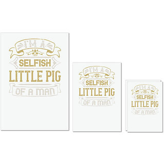                       UDNAG Untearable Waterproof Stickers 155GSM 'Pig | I'm a selfish, little pig of a mann' A4 x 1pc, A5 x 1pc & A6 x 2pc                                              