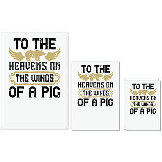                       UDNAG Untearable Waterproof Stickers 155GSM 'Pig | To the heavens on the wings of a pig' A4 x 1pc, A5 x 1pc & A6 x 2pc                                              