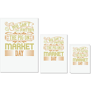                      UDNAG Untearable Waterproof Stickers 155GSM 'Pig | You cant fatten the pig on market day' A4 x 1pc, A5 x 1pc & A6 x 2pc                                              