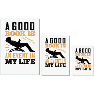                       UDNAG Untearable Waterproof Stickers 155GSM 'Reading | A good book is an event in my life' A4 x 1pc, A5 x 1pc & A6 x 2pc                                              