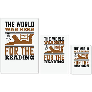                       UDNAG Untearable Waterproof Stickers 155GSM 'Reading | The world was hers for the reading' A4 x 1pc, A5 x 1pc & A6 x 2pc                                              