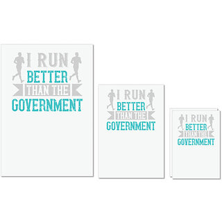                       UDNAG Untearable Waterproof Stickers 155GSM 'Running | i run better than the government' A4 x 1pc, A5 x 1pc & A6 x 2pc                                              