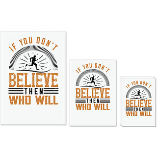                       UDNAG Untearable Waterproof Stickers 155GSM 'Running | If you dont believe then who will' A4 x 1pc, A5 x 1pc & A6 x 2pc                                              