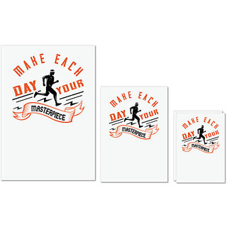                       UDNAG Untearable Waterproof Stickers 155GSM 'Running | make each day your masterpiece' A4 x 1pc, A5 x 1pc & A6 x 2pc                                              