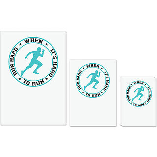                       UDNAG Untearable Waterproof Stickers 155GSM 'Running | Run hard when its hard to run' A4 x 1pc, A5 x 1pc & A6 x 2pc                                              