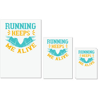                       UDNAG Untearable Waterproof Stickers 155GSM 'Running | running keeps me alive' A4 x 1pc, A5 x 1pc & A6 x 2pc                                              