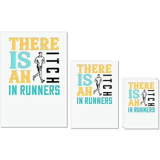                       UDNAG Untearable Waterproof Stickers 155GSM 'Running | There is an itch in runners' A4 x 1pc, A5 x 1pc & A6 x 2pc                                              