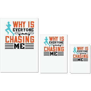 UDNAG Untearable Waterproof Stickers 155GSM 'Running | why is everyone chasing me' A4 x 1pc, A5 x 1pc & A6 x 2pc UDNAG Untearable Waterproof Stickers 155GSM 'Running | why is everyone chasing me' A4 x 1pc, A5 x 1pc & A6 x 2pc