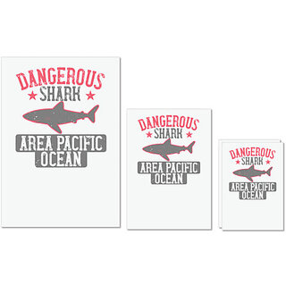                       UDNAG Untearable Waterproof Stickers 155GSM 'Shark | dangerous shark area pacific ocean' A4 x 1pc, A5 x 1pc & A6 x 2pc                                              