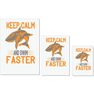 UDNAG Untearable Waterproof Stickers 155GSM 'Shark | keep calm and swim faster' A4 x 1pc, A5 x 1pc & A6 x 2pc UDNAG Untearable Waterproof Stickers 155GSM 'Shark | keep calm and swim faster' A4 x 1pc, A5 x 1pc & A6 x 2pc
