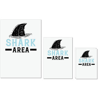                       UDNAG Untearable Waterproof Stickers 155GSM 'Shark | shark area' A4 x 1pc, A5 x 1pc & A6 x 2pc                                              