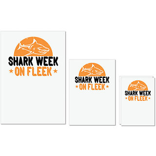                       UDNAG Untearable Waterproof Stickers 155GSM 'Shark | shark week on fleek' A4 x 1pc, A5 x 1pc & A6 x 2pc                                              