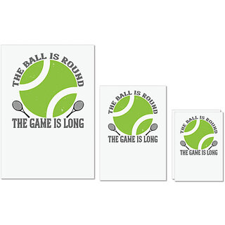                       UDNAG Untearable Waterproof Stickers 155GSM 'Tennis | The ball is round the game is long' A4 x 1pc, A5 x 1pc & A6 x 2pc                                              