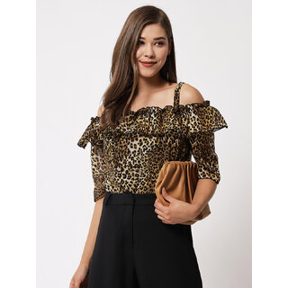                       Vivient women tiger printed shoulder strap top                                              