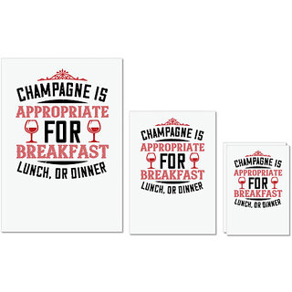                       UDNAG Untearable Waterproof Stickers 155GSM 'Wine | Champagne is appropriate' A4 x 1pc, A5 x 1pc & A6 x 2pc                                              
