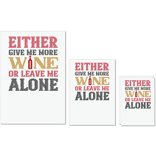                       UDNAG Untearable Waterproof Stickers 155GSM 'Wine | Either give me more wine' A4 x 1pc, A5 x 1pc & A6 x 2pc                                              