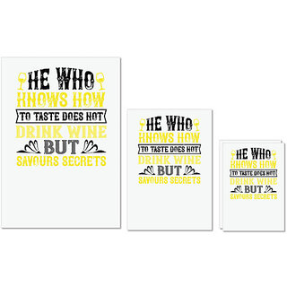                       UDNAG Untearable Waterproof Stickers 155GSM 'Wine | He who knows how to taste' A4 x 1pc, A5 x 1pc & A6 x 2pc                                              