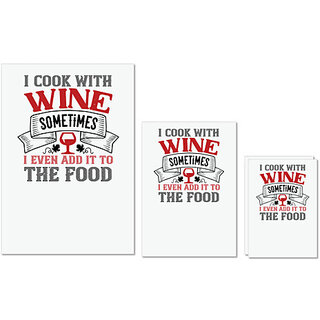                       UDNAG Untearable Waterproof Stickers 155GSM 'Wine | I cook with wine sometimes' A4 x 1pc, A5 x 1pc & A6 x 2pc                                              