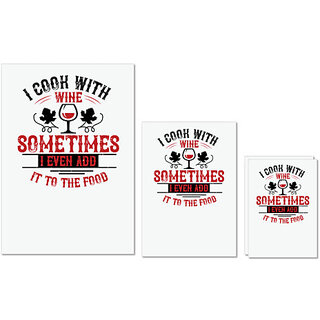                       UDNAG Untearable Waterproof Stickers 155GSM 'Wine | I COOK WITH WINE' A4 x 1pc, A5 x 1pc & A6 x 2pc                                              