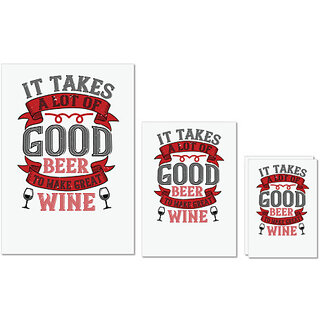                       UDNAG Untearable Waterproof Stickers 155GSM 'Wine | It takes a lot of' A4 x 1pc, A5 x 1pc & A6 x 2pc                                              