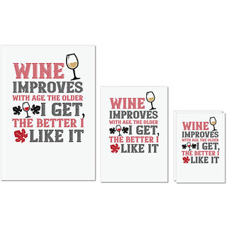                       UDNAG Untearable Waterproof Stickers 155GSM 'Wine | Wine improves with age the older' A4 x 1pc, A5 x 1pc & A6 x 2pc                                              