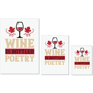                       UDNAG Untearable Waterproof Stickers 155GSM 'Wine | WINE is poetry' A4 x 1pc, A5 x 1pc & A6 x 2pc                                              