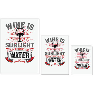                       UDNAG Untearable Waterproof Stickers 155GSM 'Wine | Wine is sunlight' A4 x 1pc, A5 x 1pc & A6 x 2pc                                              