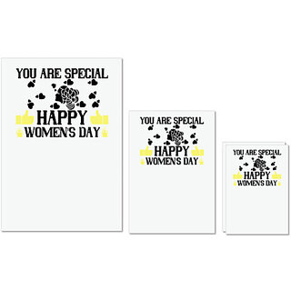                       UDNAG Untearable Waterproof Stickers 155GSM 'Womens Day | You are Special happy' A4 x 1pc, A5 x 1pc & A6 x 2pc                                              