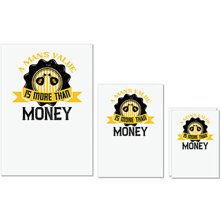                       UDNAG Untearable Waterproof Stickers 155GSM 'Job | A man's value is more than money' A4 x 1pc, A5 x 1pc & A6 x 2pc                                              