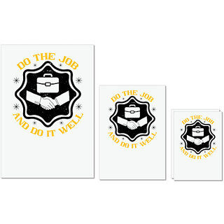                       UDNAG Untearable Waterproof Stickers 155GSM 'Job | Do the job and do it well' A4 x 1pc, A5 x 1pc & A6 x 2pc                                              