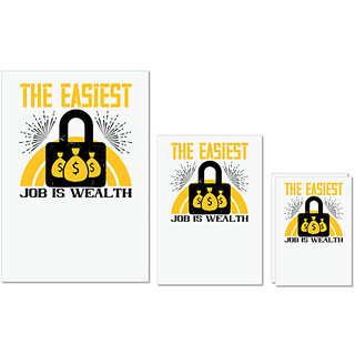                       UDNAG Untearable Waterproof Stickers 155GSM 'Job | The easiest job is wealth 2' A4 x 1pc, A5 x 1pc & A6 x 2pc                                              