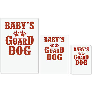                       UDNAG Untearable Waterproof Stickers 155GSM 'Dog | Baby's guard dog' A4 x 1pc, A5 x 1pc & A6 x 2pc                                              