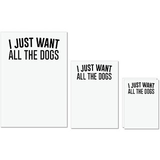                       UDNAG Untearable Waterproof Stickers 155GSM 'Dog | I just want all the dogs1' A4 x 1pc, A5 x 1pc & A6 x 2pc                                              