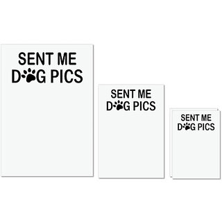                       UDNAG Untearable Waterproof Stickers 155GSM 'Dog | Sent me dog pics' A4 x 1pc, A5 x 1pc & A6 x 2pc                                              