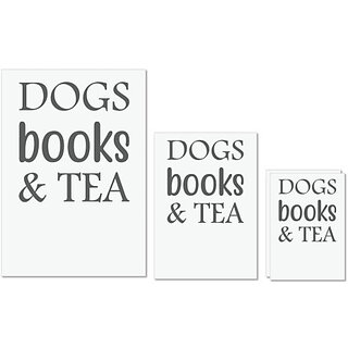                       UDNAG Untearable Waterproof Stickers 155GSM 'Dog | Dogs, books and tea' A4 x 1pc, A5 x 1pc & A6 x 2pc                                              