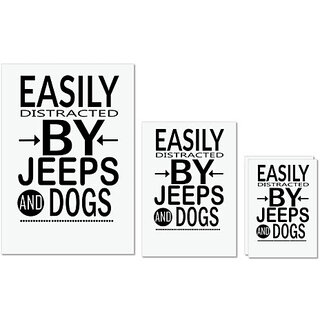                       UDNAG Untearable Waterproof Stickers 155GSM 'Dog | Easily distracted by jeeps and dogs' A4 x 1pc, A5 x 1pc & A6 x 2pc                                              
