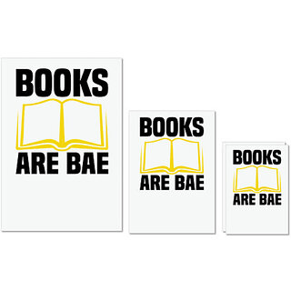                       UDNAG Untearable Waterproof Stickers 155GSM 'Reading | Books are bae' A4 x 1pc, A5 x 1pc & A6 x 2pc                                              