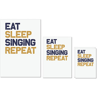                       UDNAG Untearable Waterproof Stickers 155GSM 'Singing | Eat sleep singing repeat' A4 x 1pc, A5 x 1pc & A6 x 2pc                                              