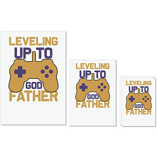                       UDNAG Untearable Waterproof Stickers 155GSM 'Gaming | Leveling up to father' A4 x 1pc, A5 x 1pc & A6 x 2pc                                              
