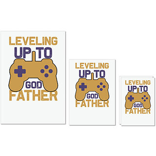 UDNAG Untearable Waterproof Stickers 155GSM 'Gaming | Leveling up to father' A4 x 1pc, A5 x 1pc & A6 x 2pc